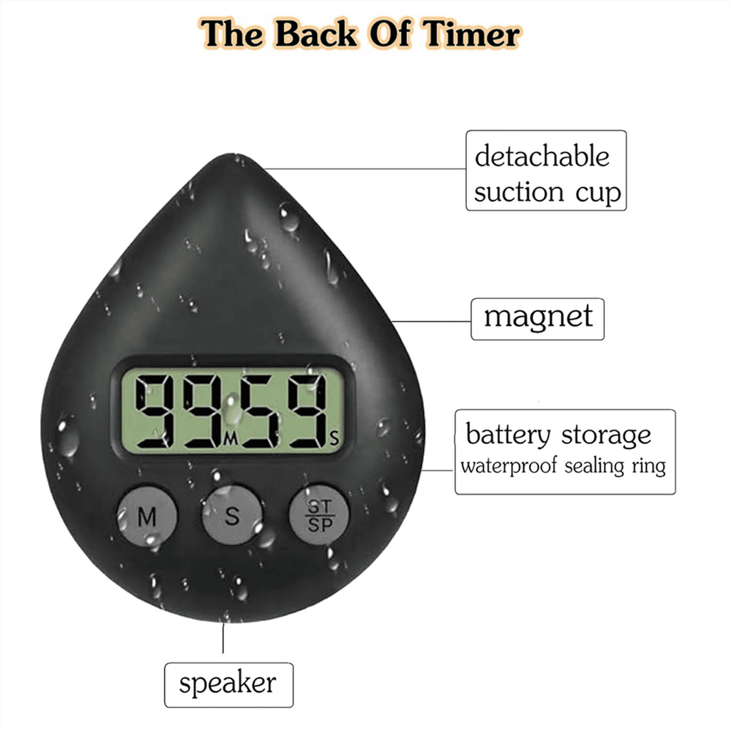 Silent Non-Ticking Battery Operated Shower Timer, Waterproof Digital Timer, Small Size Cute Timer Green