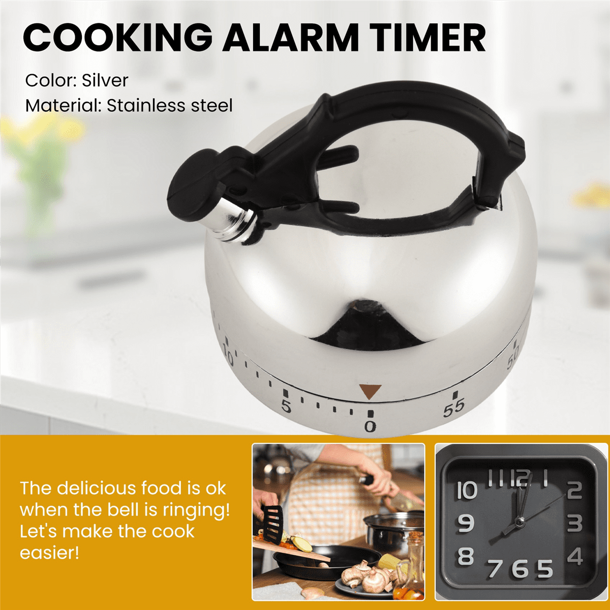 60 Minute Counting Teapot Shaped Kitchen Cooking Alarm Clock Timer Mechanical