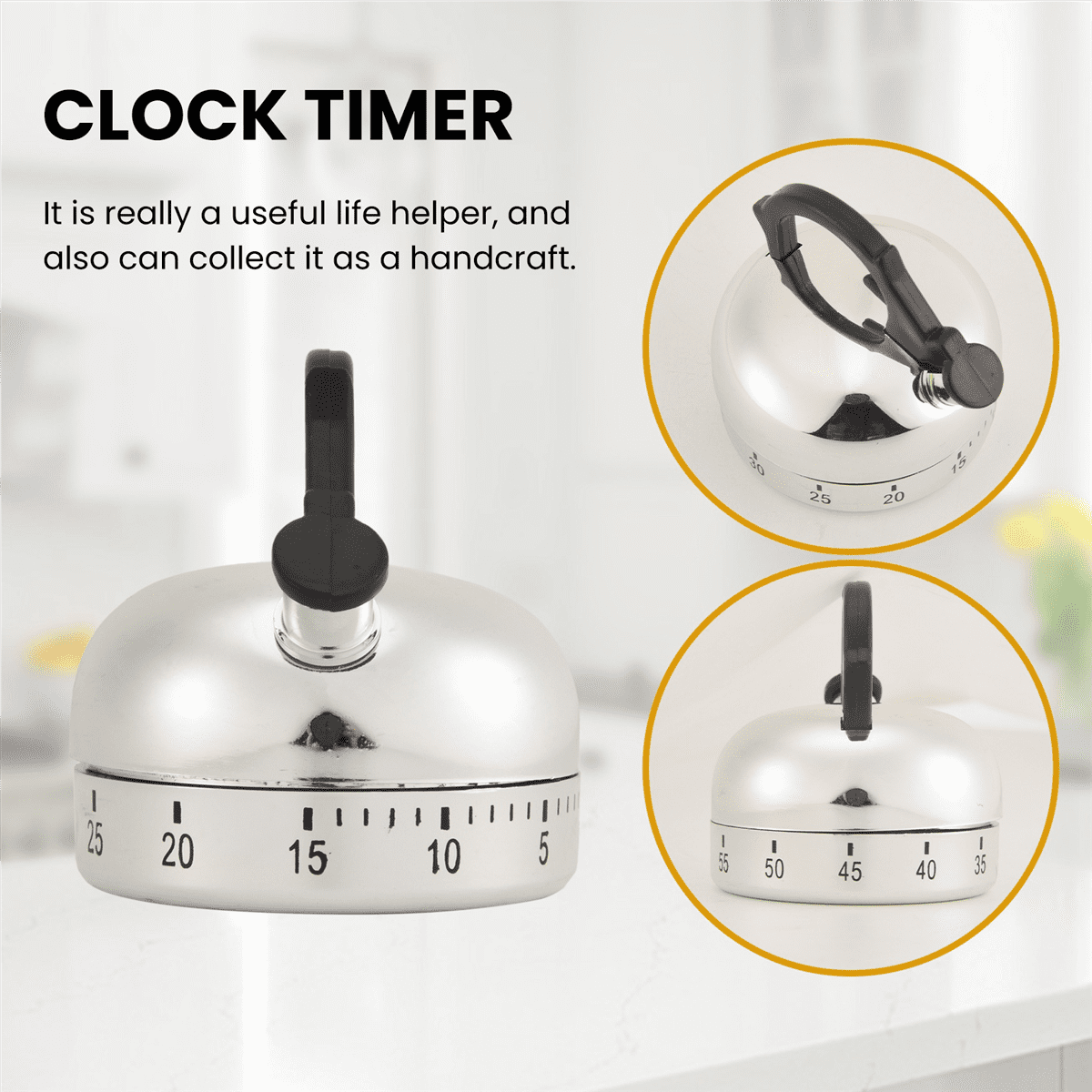 60 Minute Counting Teapot Shaped Kitchen Cooking Alarm Clock Timer Mechanical