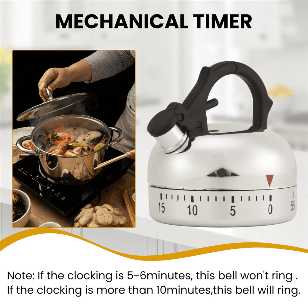 60 Minute Counting Teapot Shaped Kitchen Cooking Alarm Clock Timer Mechanical