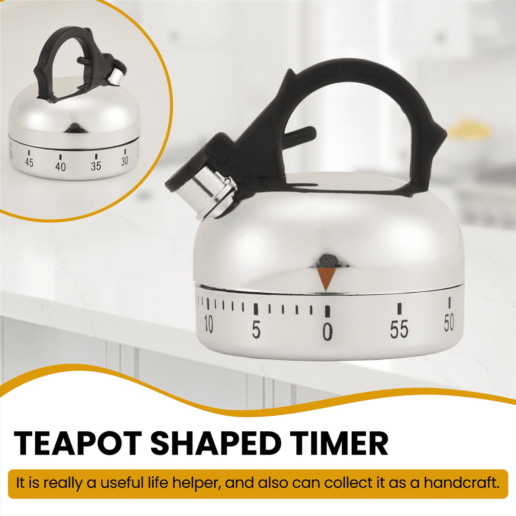 60 Minute Counting Teapot Shaped Kitchen Cooking Alarm Clock Timer Mechanical