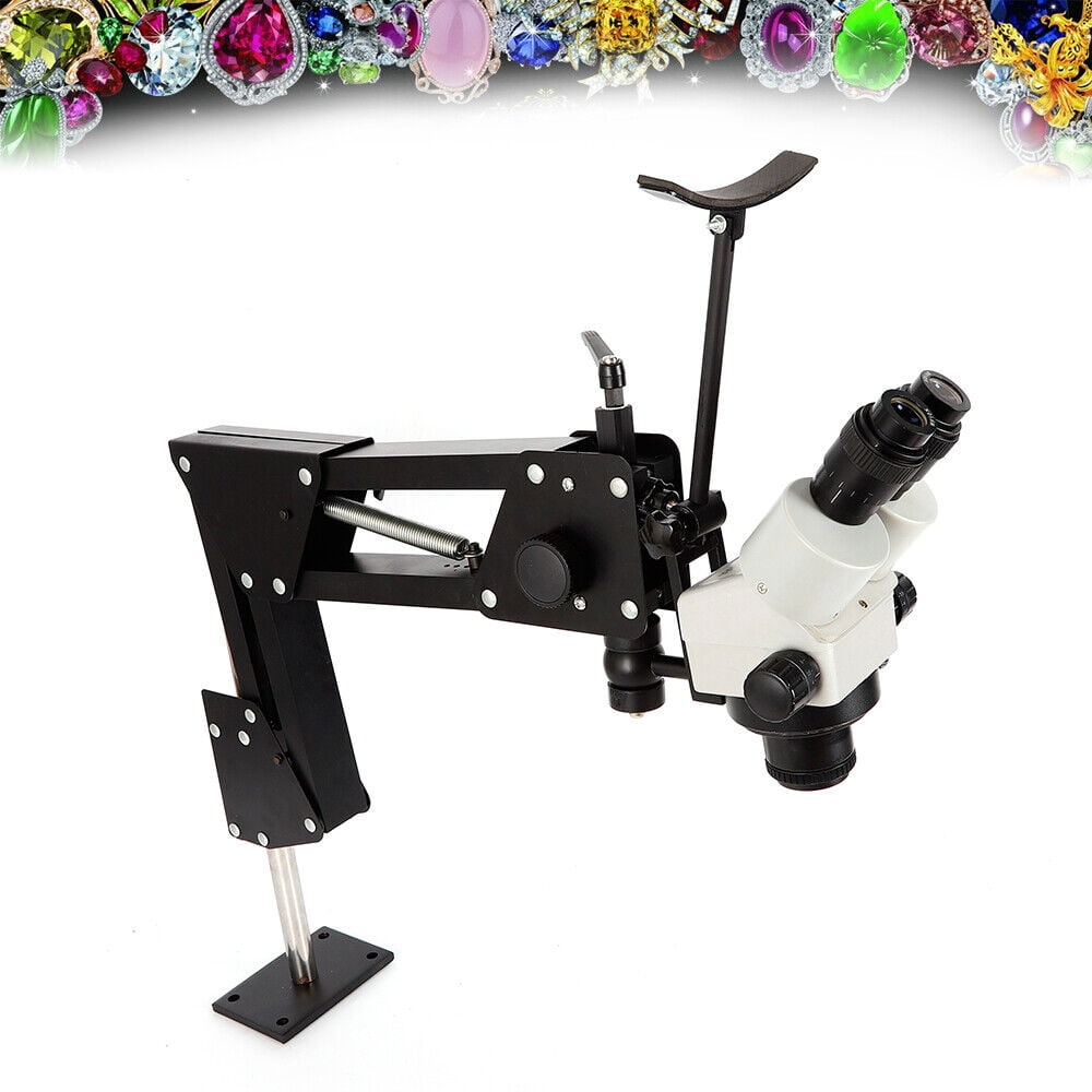 7x-45x Zoom Micro Inlaid Mirror Multi-Directional Microscope+Stand Jewelry Tool