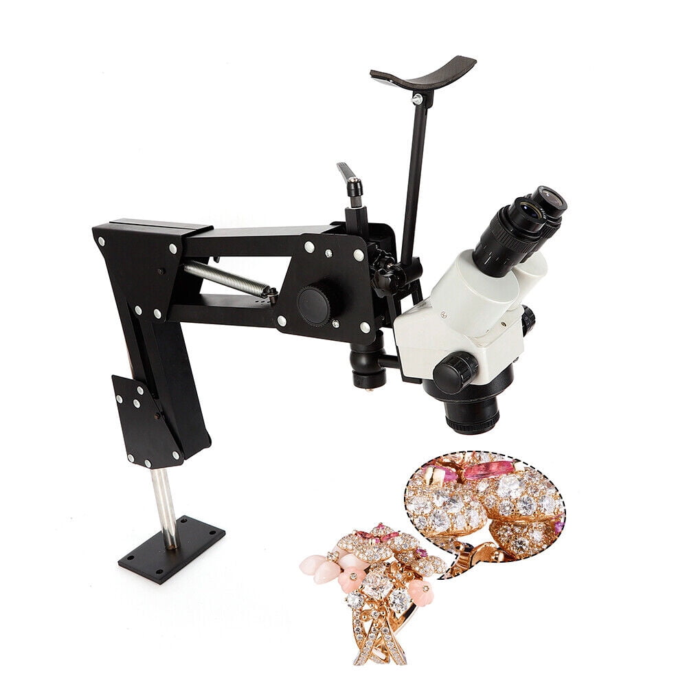 7x-45x Zoom Micro Inlaid Mirror Multi-Directional Microscope+Stand Jewelry Tool