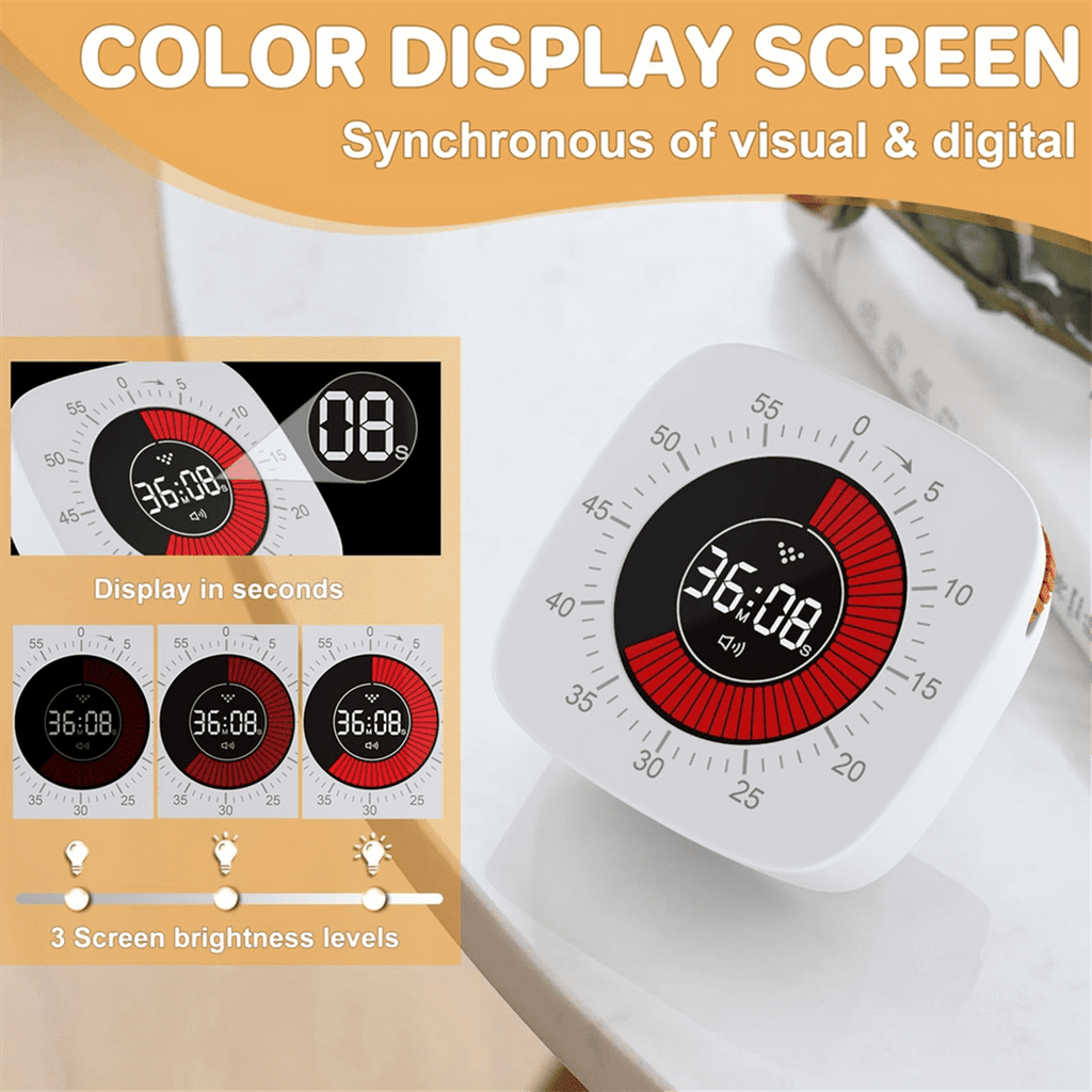 Visual Timer for Kids,Digital with 60-Minute Countdown, Silent Desk Clock Studying, Teaching B