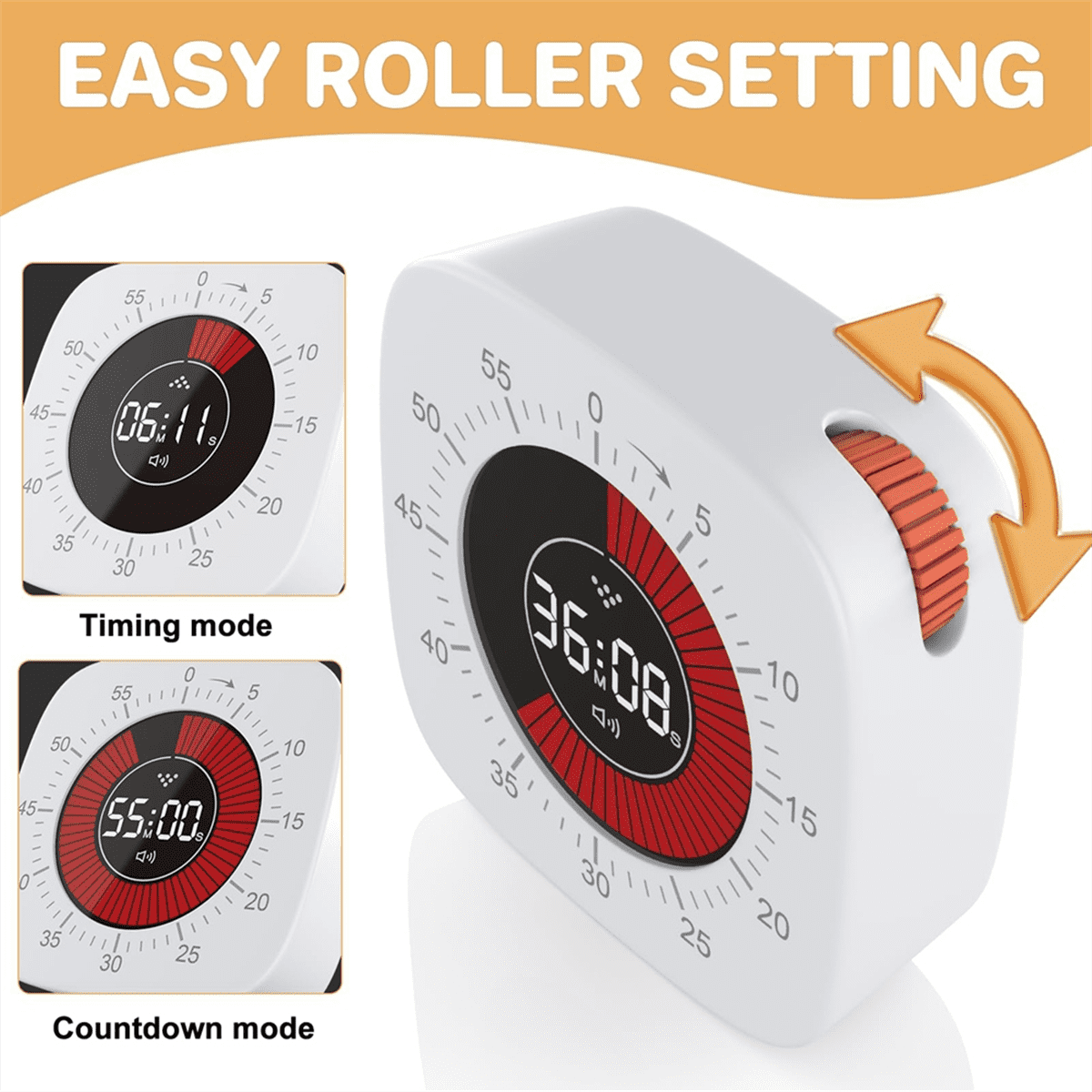 Visual Timer for Kids,Digital with 60-Minute Countdown, Silent Desk Clock Studying, Teaching B