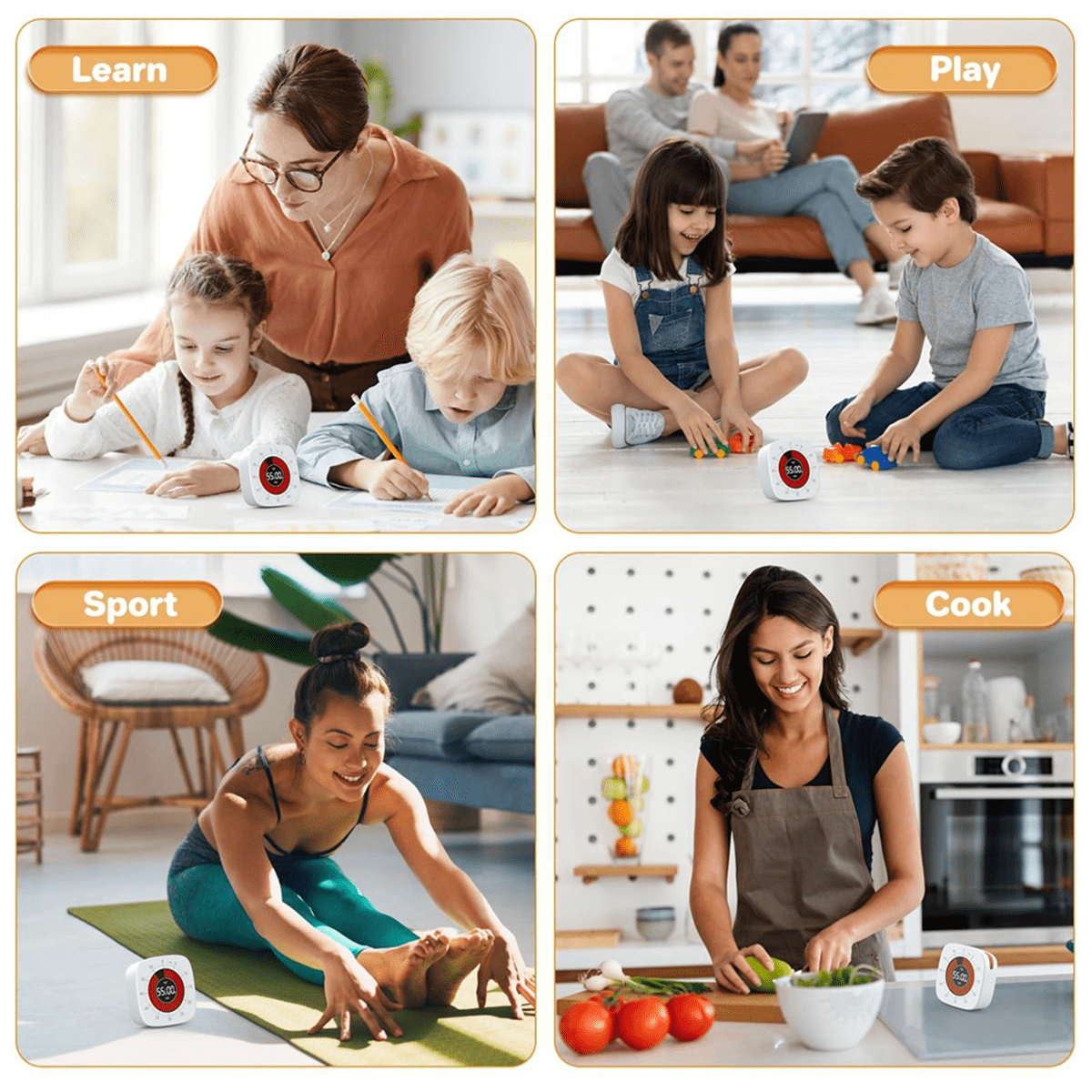 Visual Timer for Kids,Digital with 60-Minute Countdown, Silent Desk Clock Studying, Teaching B