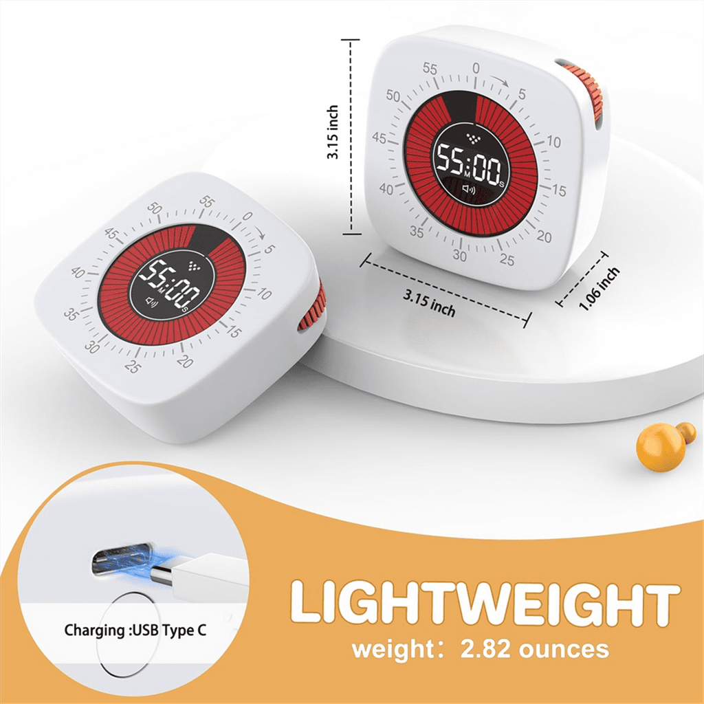 Visual Timer for Kids,Digital with 60-Minute Countdown, Silent Desk Clock Studying, Teaching B