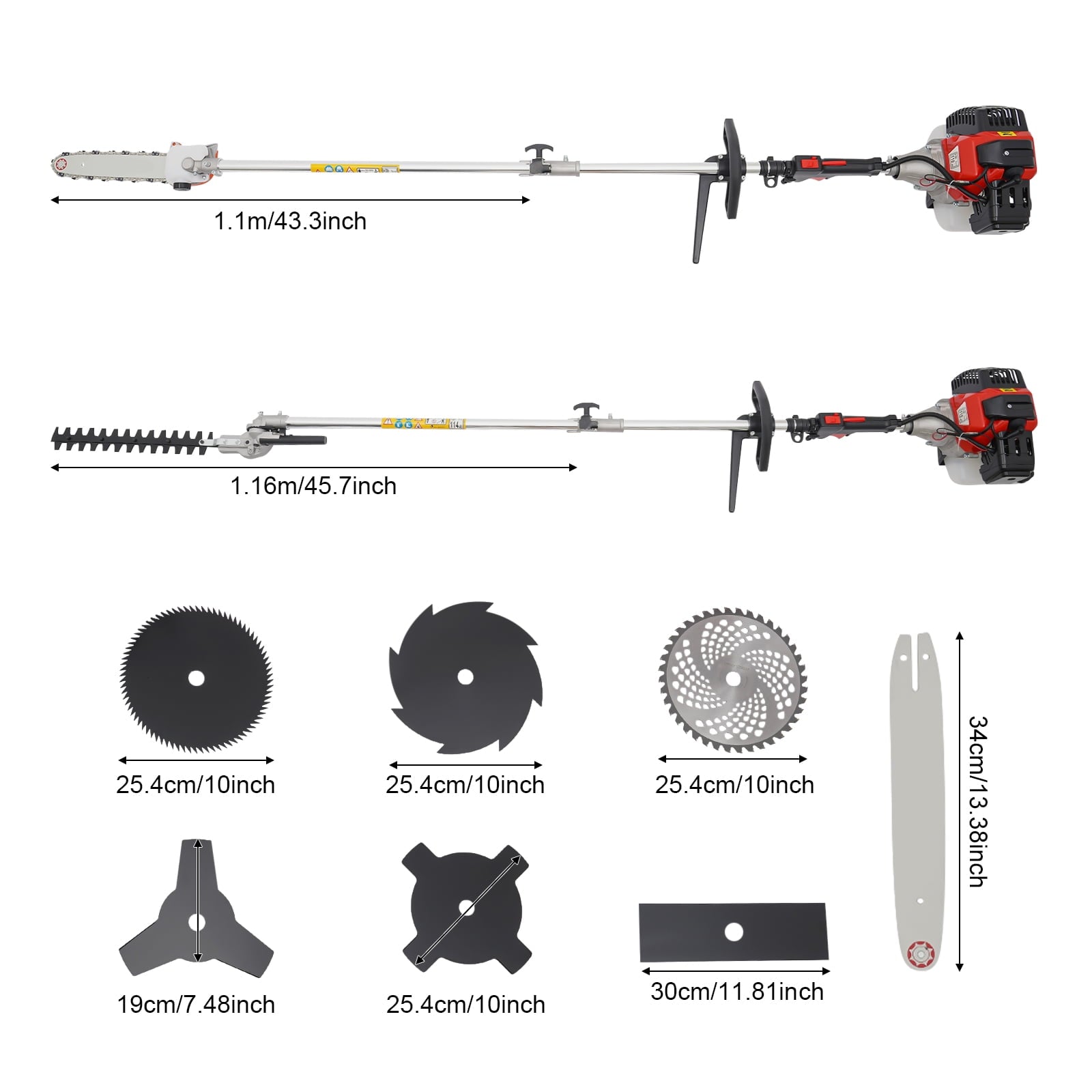 52cc Gas-Powered Brush Cutter with 7 Attachments, Shoulder Strap, Goggles, and Quick Start for Lawn and Garden Maintenance