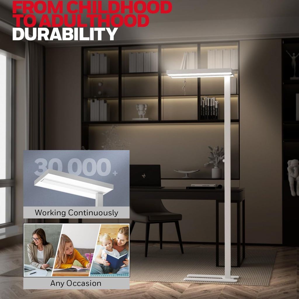 Honeywell LED Floor Lamp Modern - 02E GEN Sunturalux Eye Caring Tall Standing Light, 8000LM 4000K Natural Daylight Dimmable Reading Lampara for Home Office Living Room Bedroom