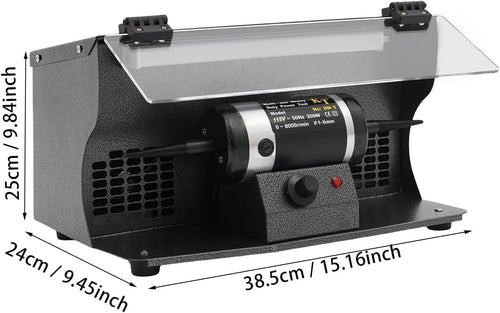 200W Bench Polisher with Dust Collector, Adjustable 0-8000 RPM