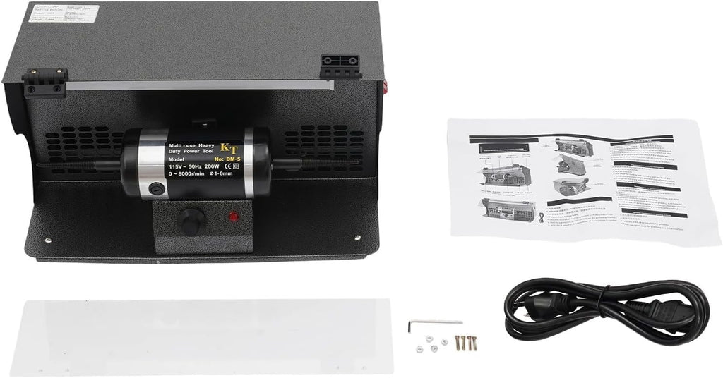 200W Bench Polisher with Dust Collector, Adjustable 0-8000 RPM
