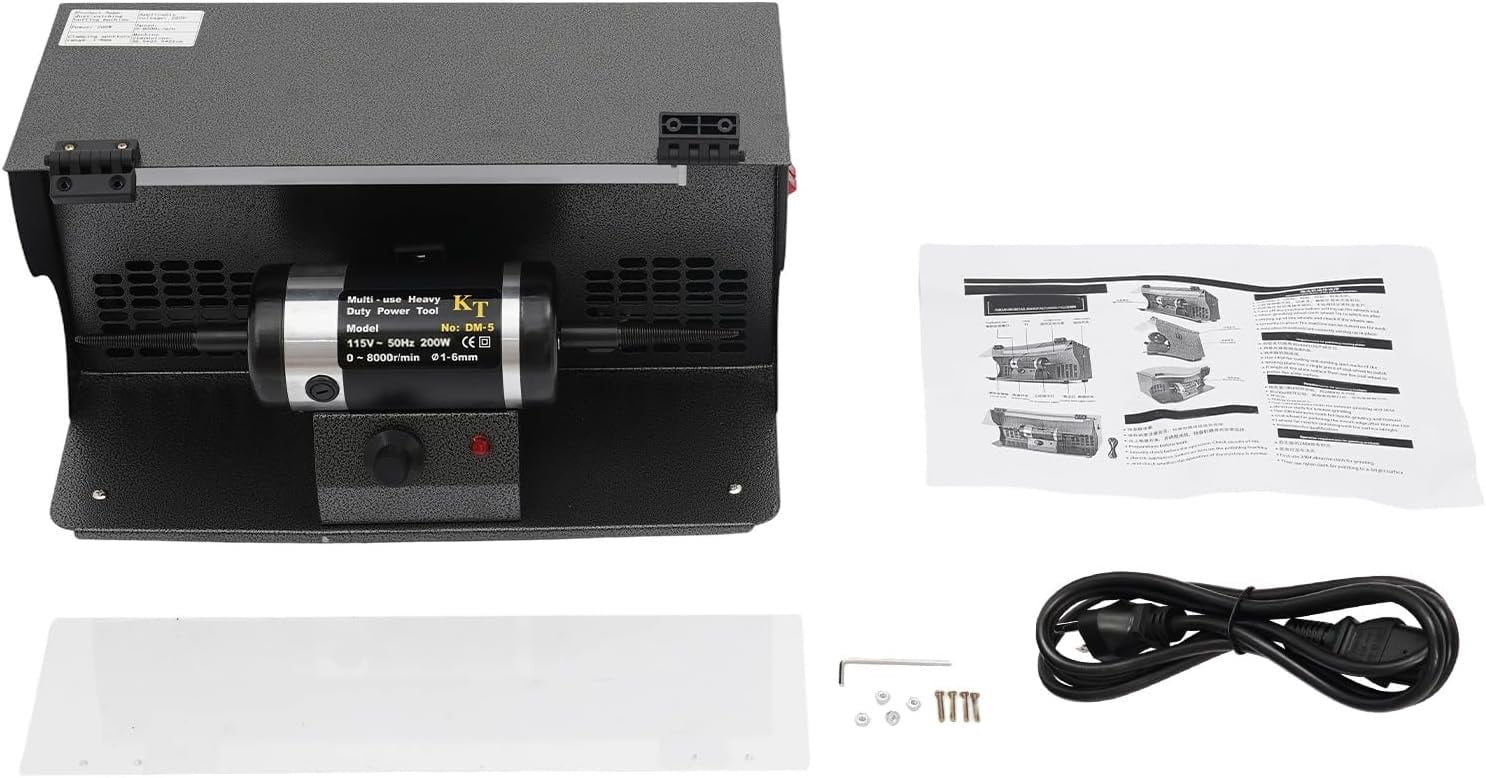 200W Bench Polisher with Dust Collector, Adjustable 0-8000 RPM