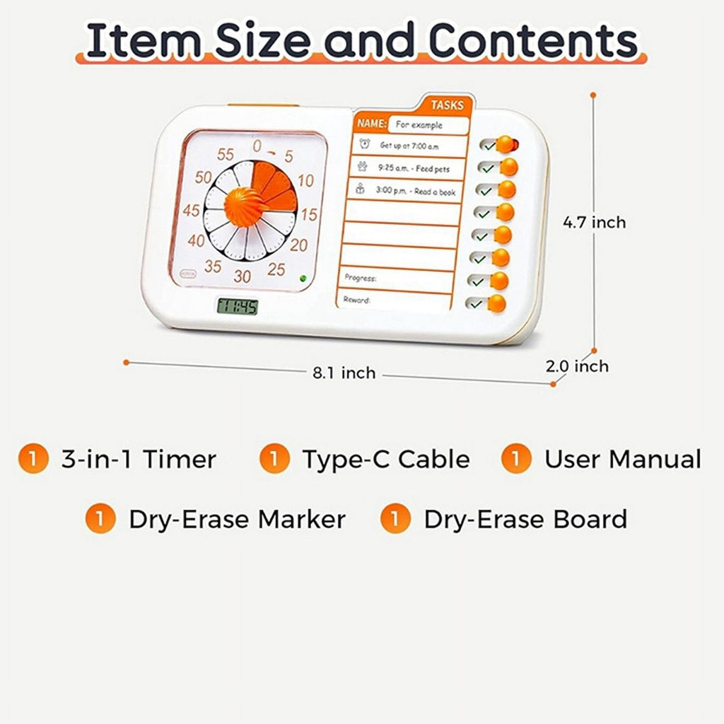 Visual ADHD Timer for Kids &amp; Adults with Planning Board, Task Timer, Chore Chart &amp; Visual Schedule Planne