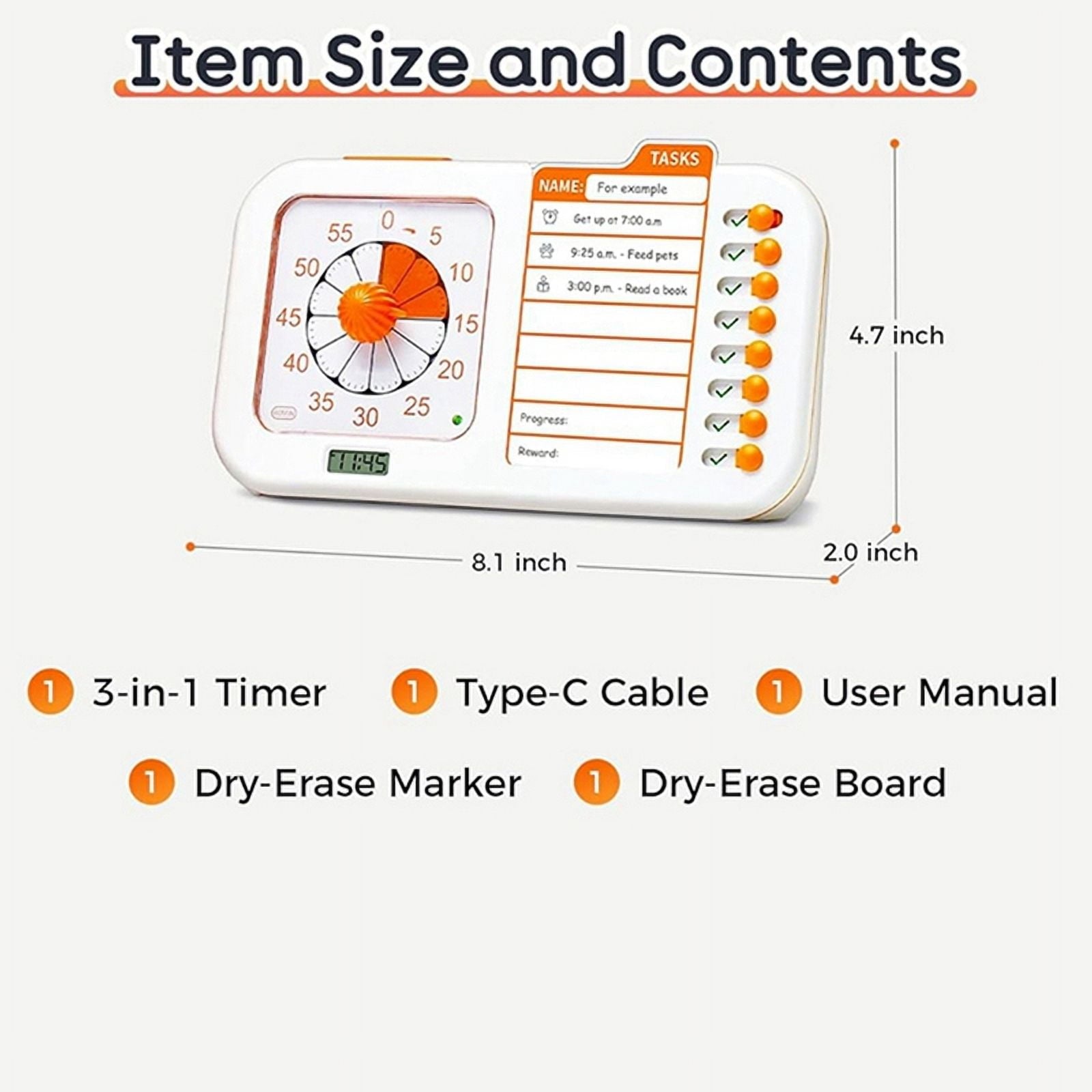Visual ADHD Timer for Kids &amp; Adults with Planning Board, Task Timer, Chore Chart &amp; Visual Schedule Planne