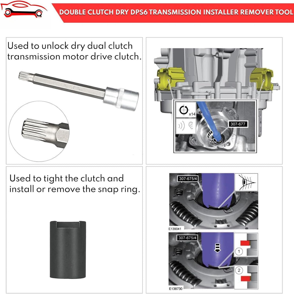 DPS6 Clutch Tool Kit 6DCT250 6 Speed Dry-Type Dual-Clutch Transmission Installer Remover Tool Compatible with  Fiesta Focus Volvo FM No. 307675