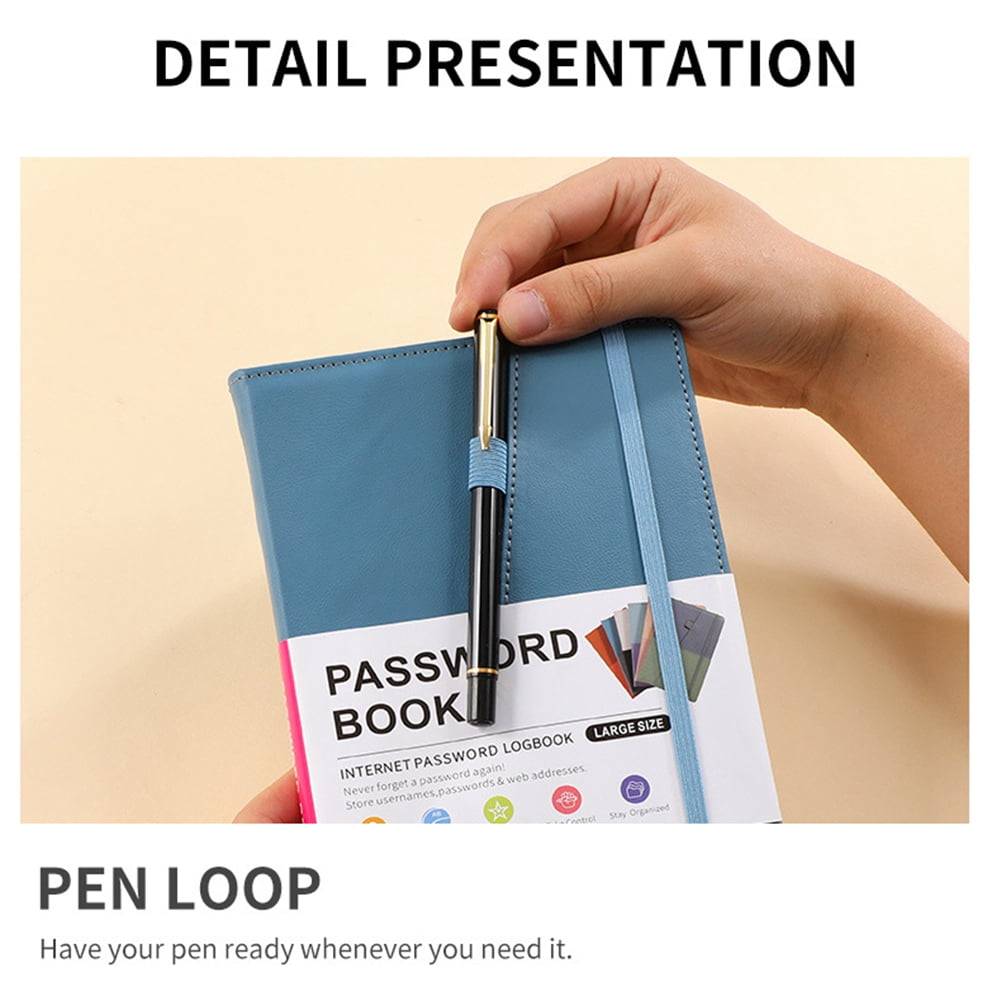 Password Book Journal with Alphabetical Tabs, Blue, 5.9" x 8.4", 115 Pages