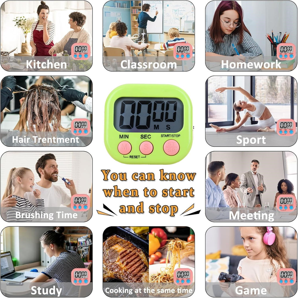 2 Pack Digital Kitchen Timer, Learning Management, Suitable for Kitchen, Study, Work, Exercise Training, Outdoor Activities(not Including Battery).