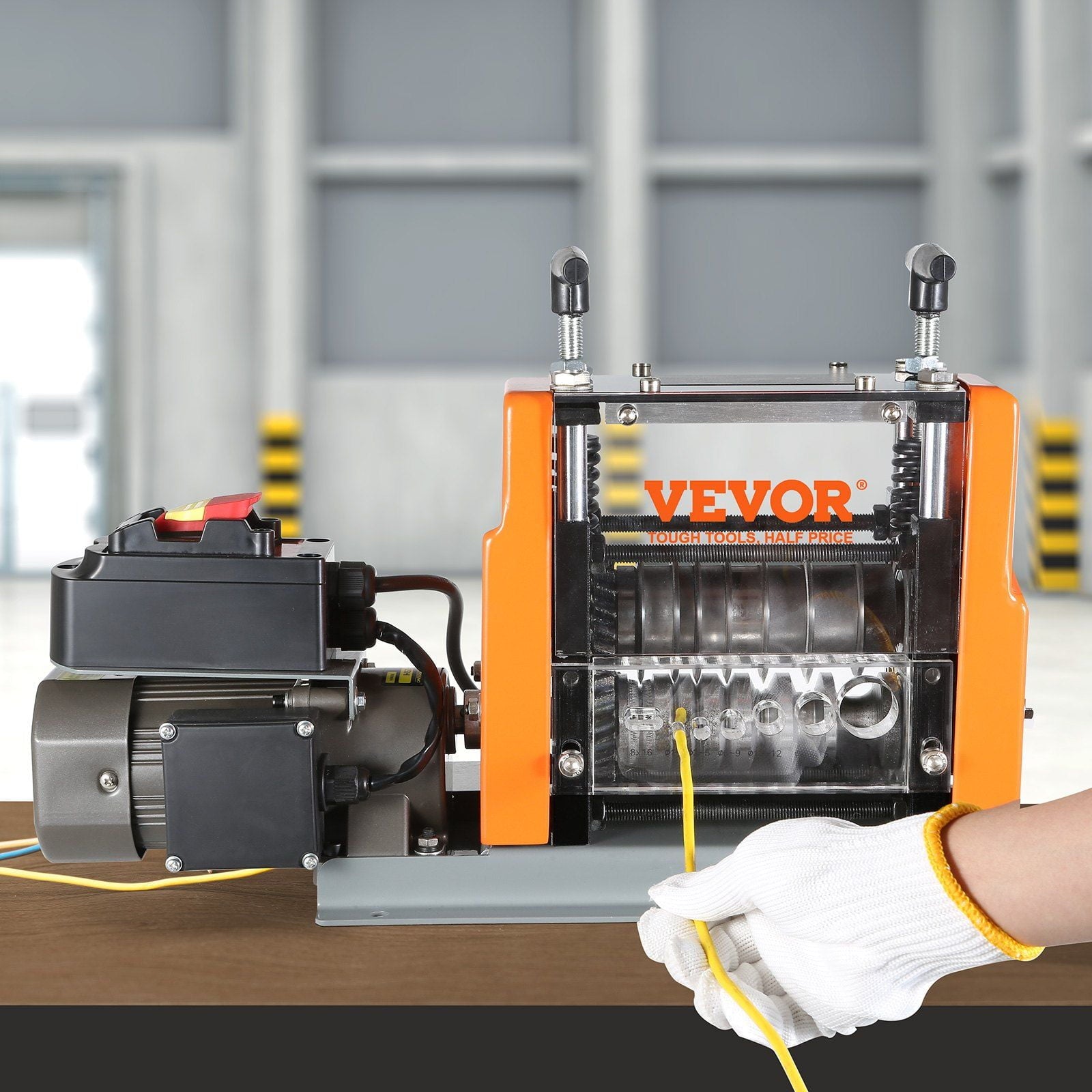 Electric Motorized Wire Stripping Machine, 0.06"-0.98" Adjustable, 60W, with 6 Round &amp; 1 Flat Channels for Scrap Copper Recycling