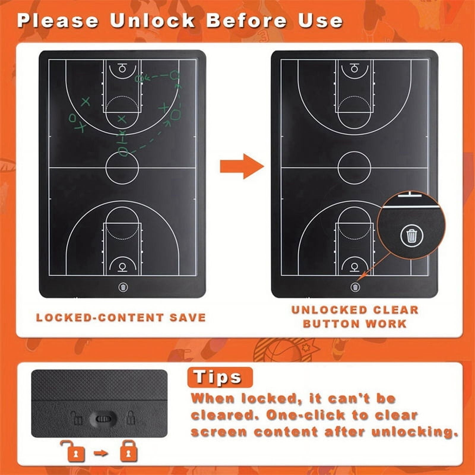 Electronic Soccer Coaching Board,16In LCD Screen Strategy Marker Board with Lock Function for Soccer,Vertical Soccer