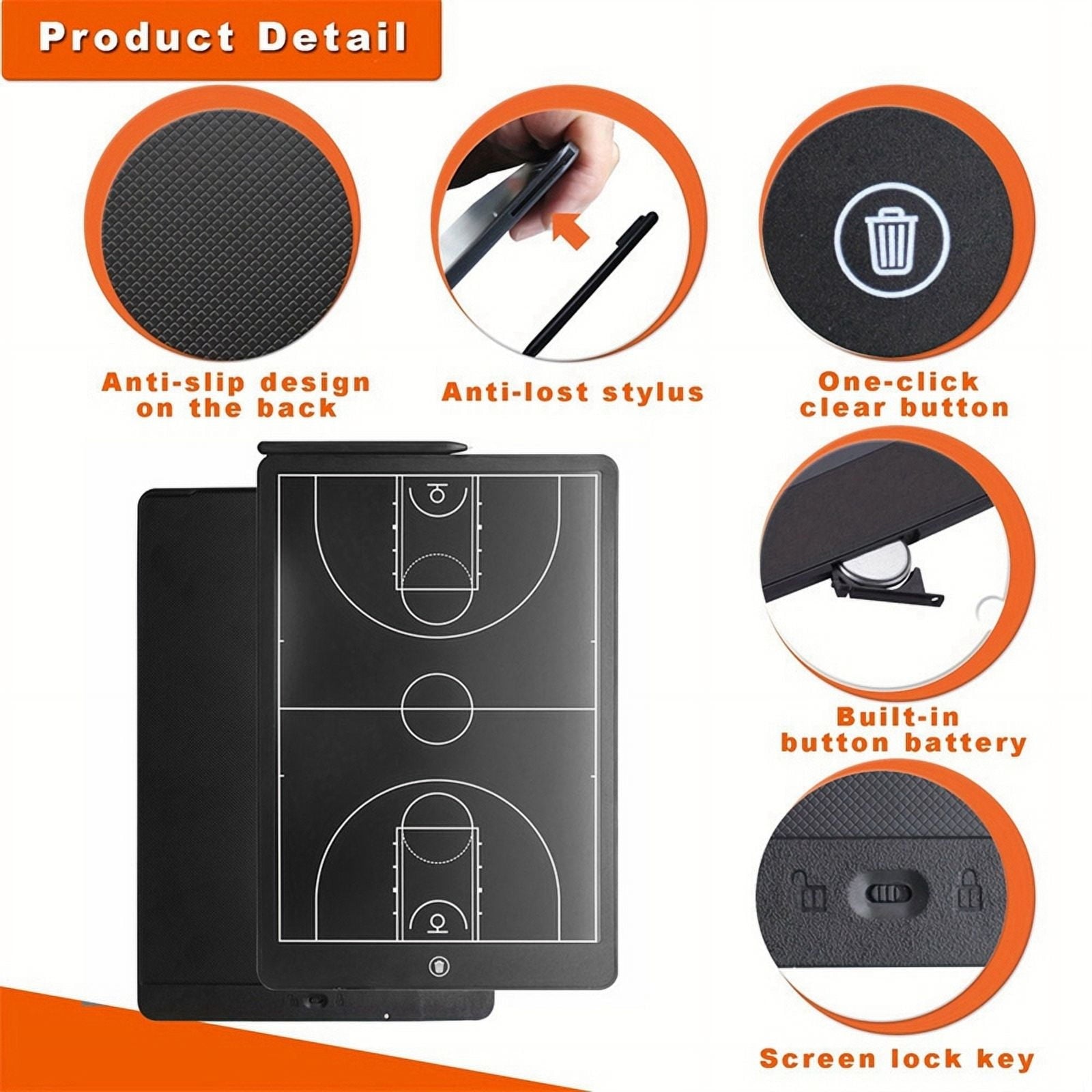 Electronic Soccer Coaching Board,16In LCD Screen Strategy Marker Board with Lock Function for Soccer,Vertical Soccer