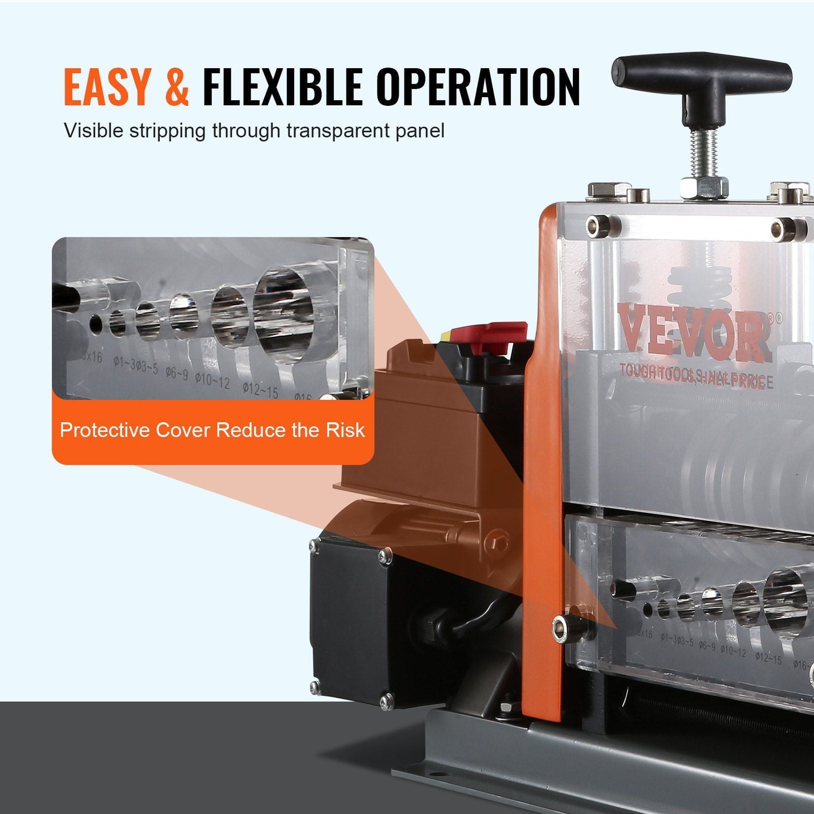 Automatic Wire Stripper with 6 Round &amp; 1 Flat Channels, 60W Motorized, Perfect for Scrap Copper Recycling