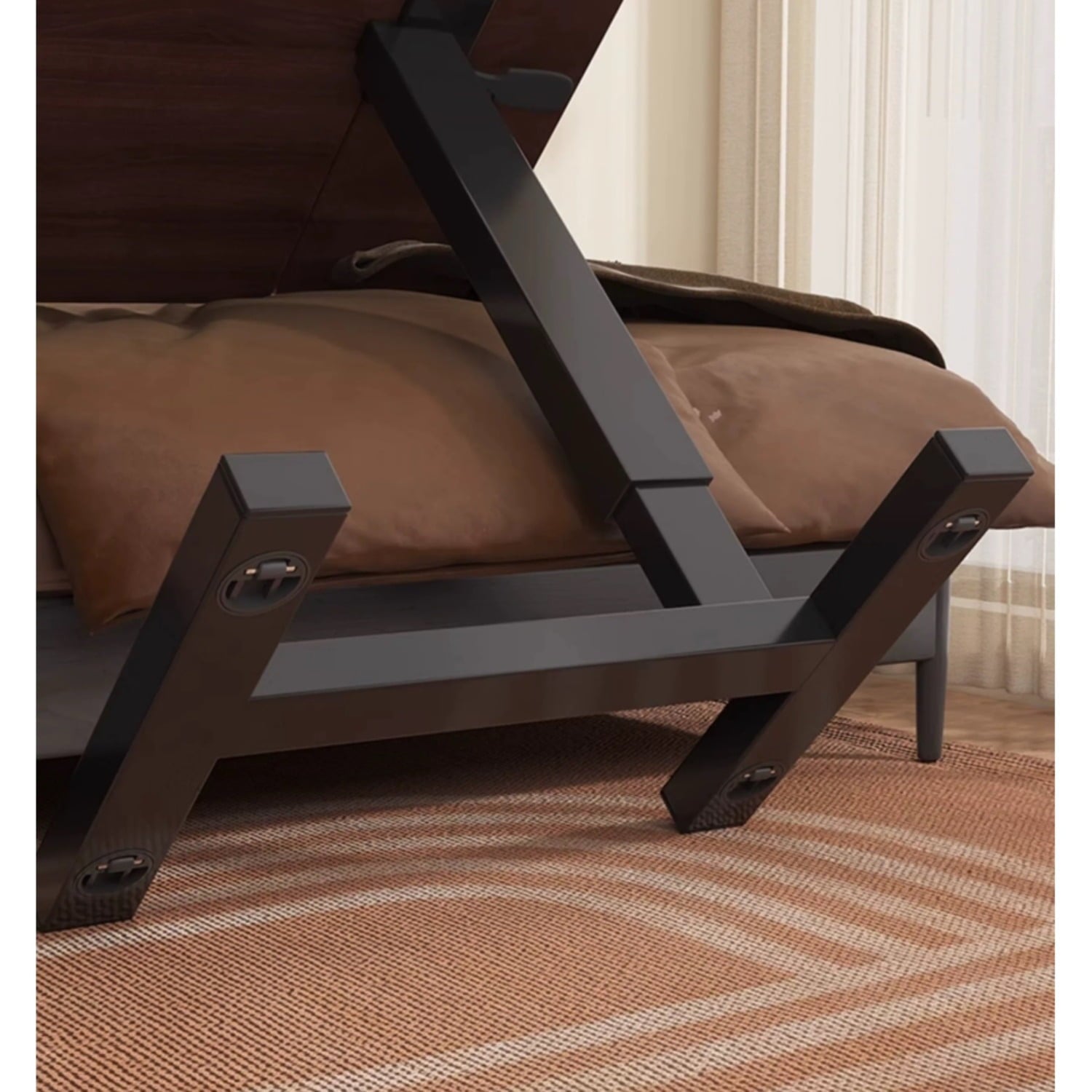 (UPGRADED) Overbed Bedside Desk, Mobile Rolling Laptop Stand Tilting Overbed Table with Wheels, Height Adjustable Tray Bedside Table for Laptop Bed Sofa, WALNUT