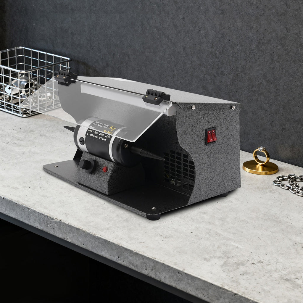 15.16*9.45*9.84 Black Polishing Machine with Dust Collector Variable Speed Bench Polishing Grinder
