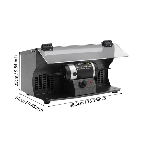 15.16*9.45*9.84 Black Polishing Machine with Dust Collector Variable Speed Bench Polishing Grinder
