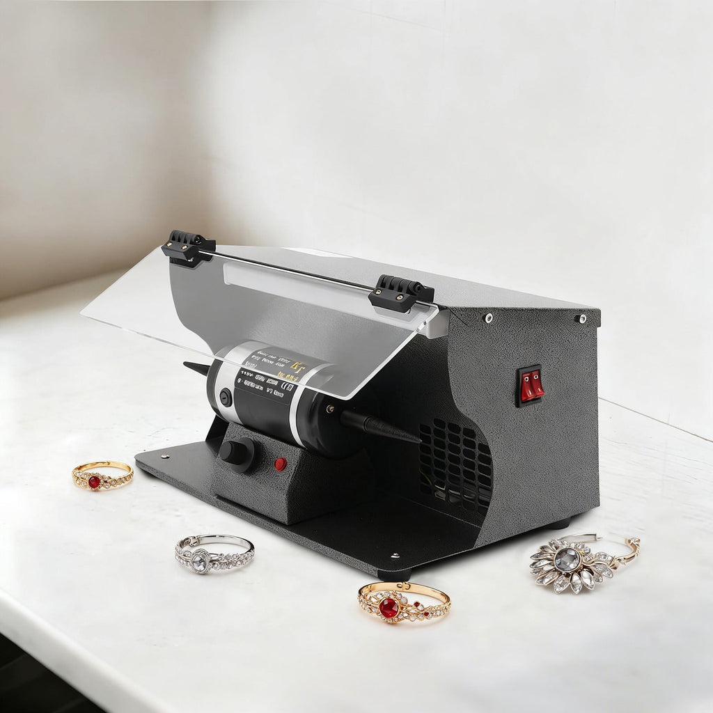 15.16*9.45*9.84 Black Polishing Machine with Dust Collector Variable Speed Bench Polishing Grinder