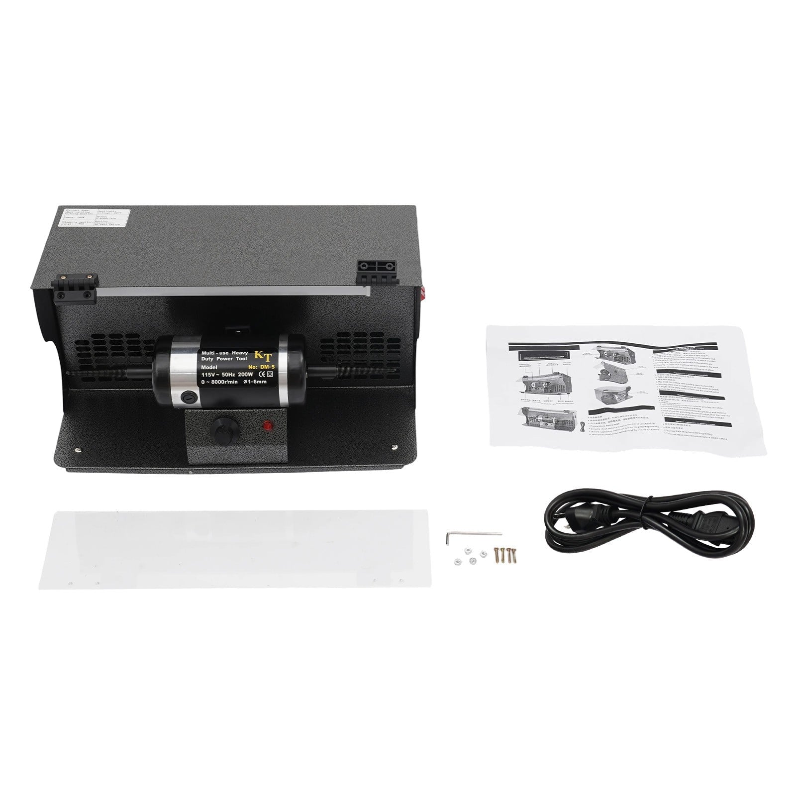 15.16*9.45*9.84 Black Polishing Machine with Dust Collector Variable Speed Bench Polishing Grinder
