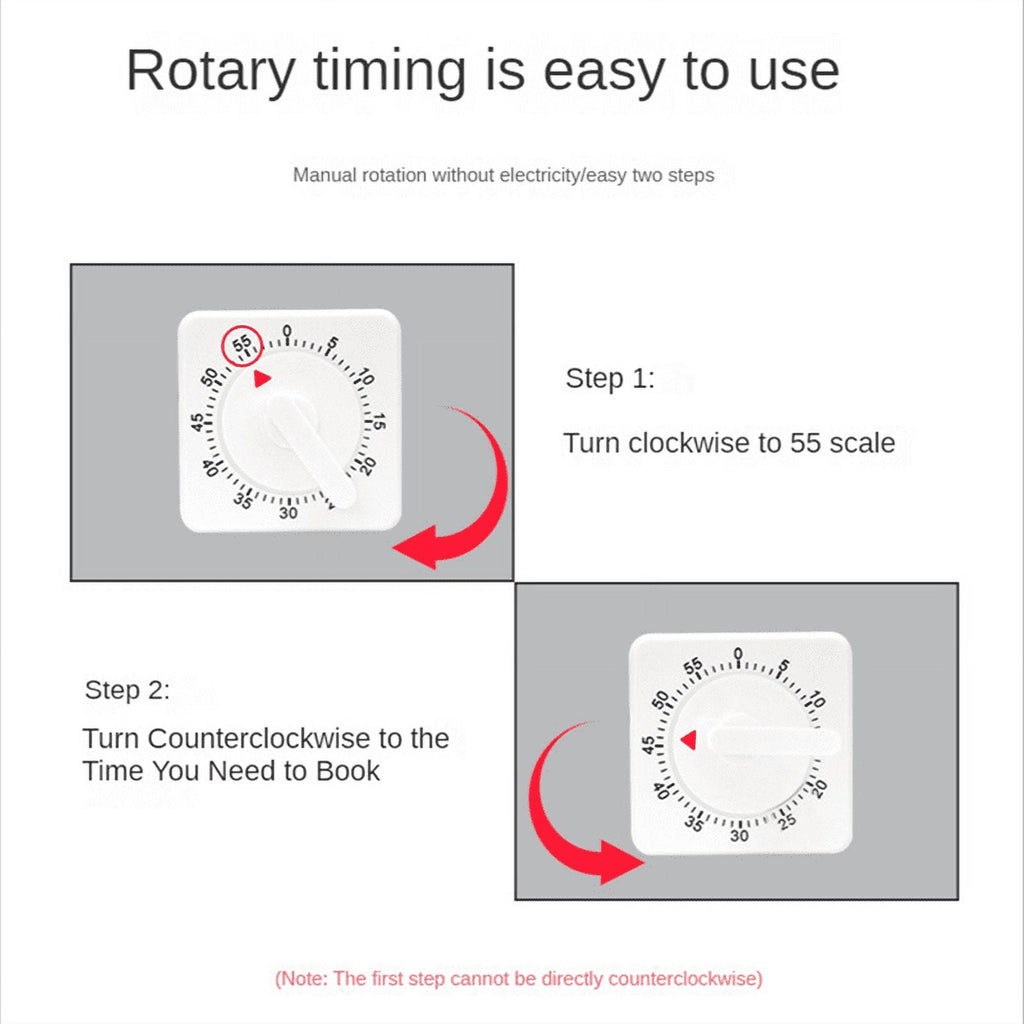 2-Pack Square 60 Mechanical Kitchen Timer,Chef Cooking Timer Clock with Loud Alarm,
