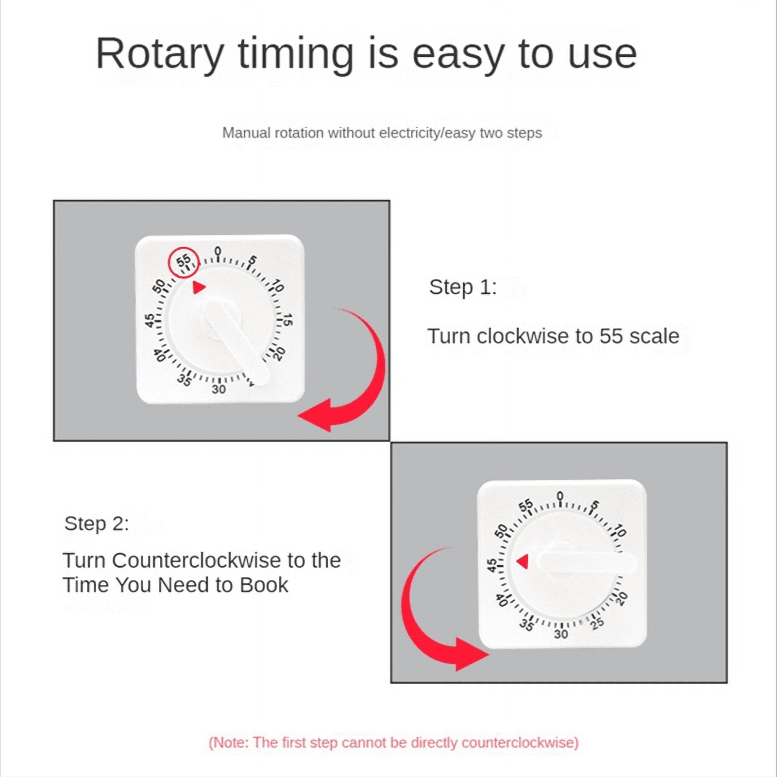 2-Pack Square 60 Mechanical Kitchen Timer,Chef Cooking Timer Clock with Loud Alarm,