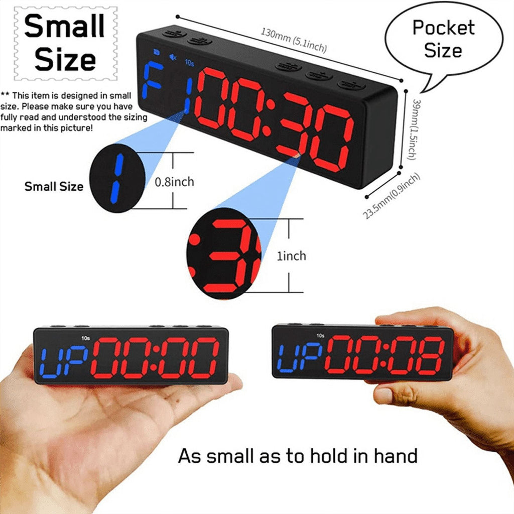 Portable Gym Timer Interval Timer Workout Fitness Clock Countdown/UP/Stopwatch Magnetic USB Rechargable Fitness Timer A