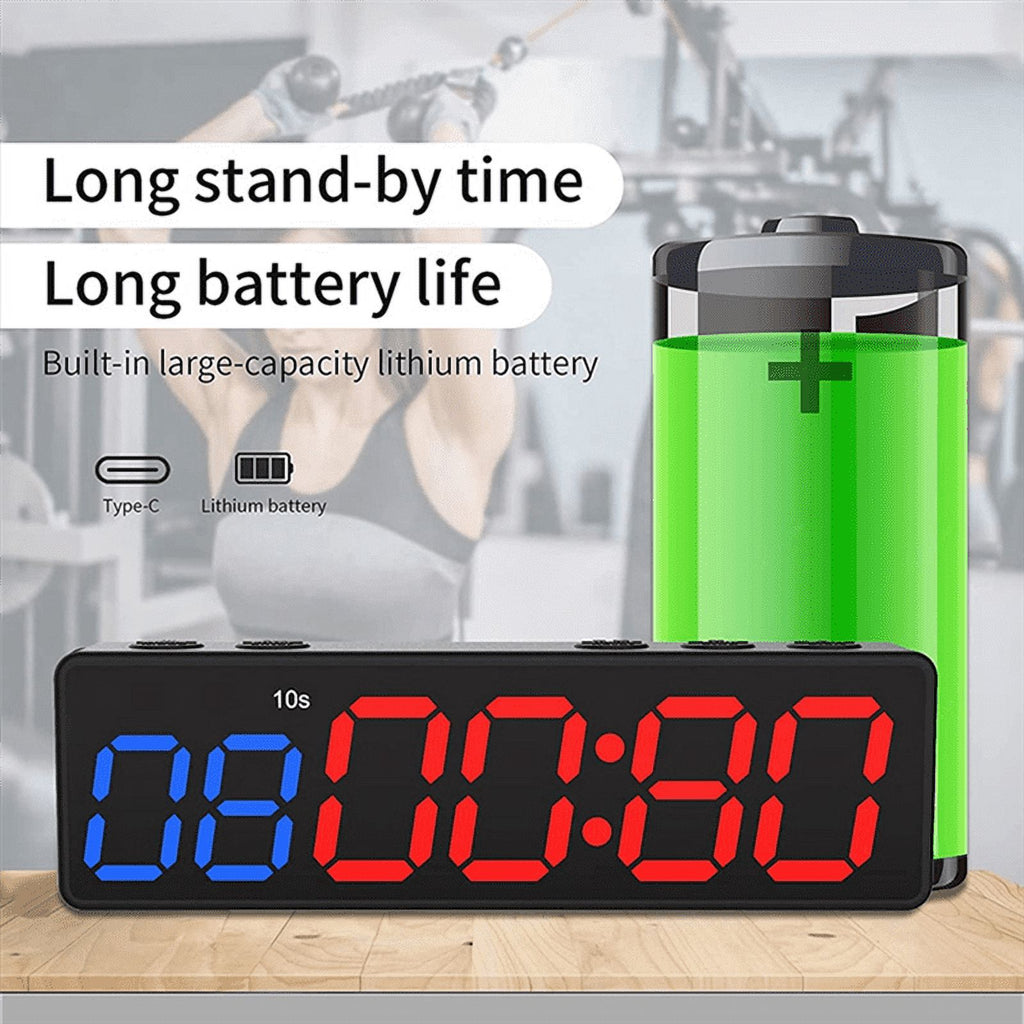 Portable Gym Timer Interval Timer Workout Fitness Clock Countdown/UP/Stopwatch Magnetic USB Rechargable Fitness Timer A