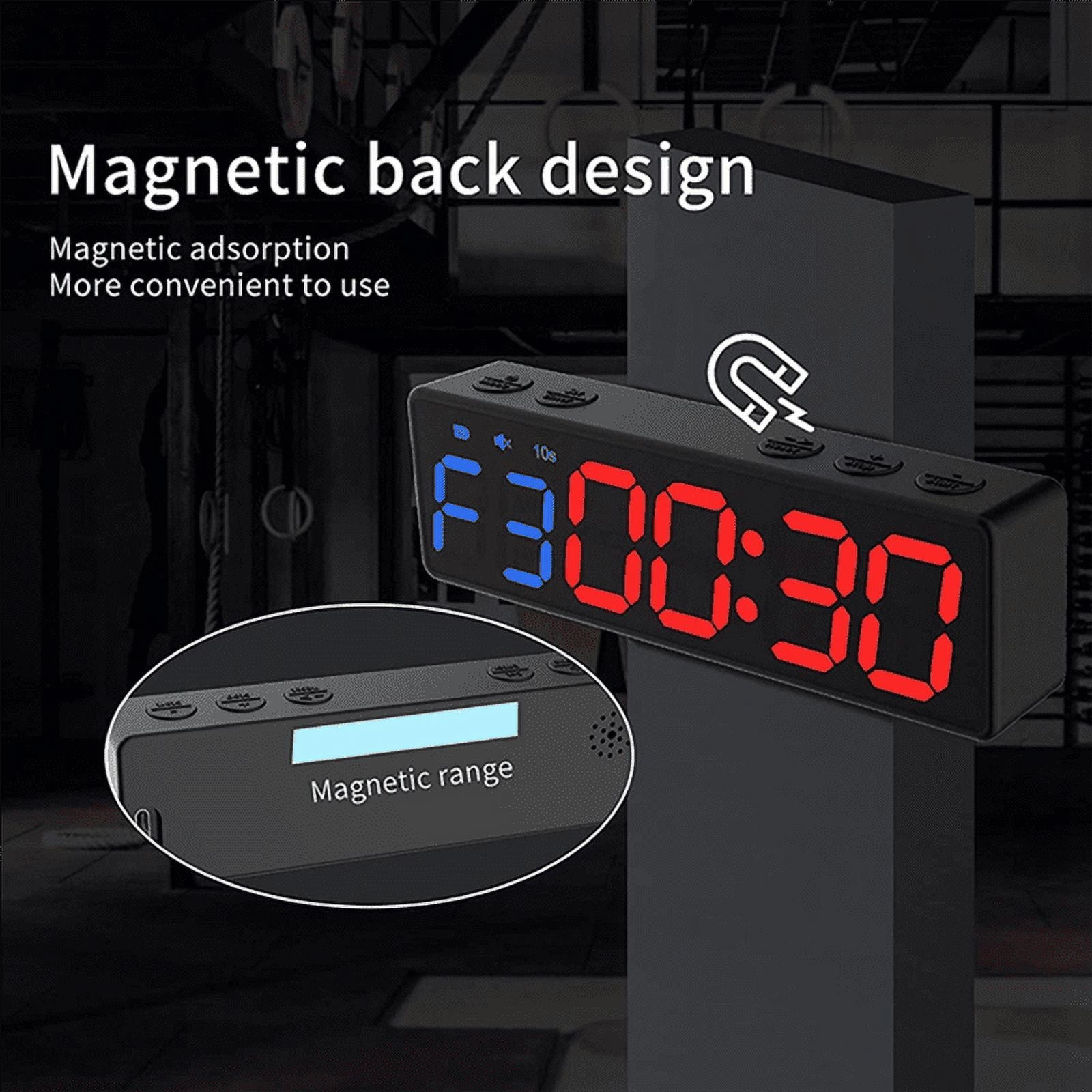 Portable Gym Timer Interval Timer Workout Fitness Clock Countdown/UP/Stopwatch Magnetic USB Rechargable Fitness Timer A