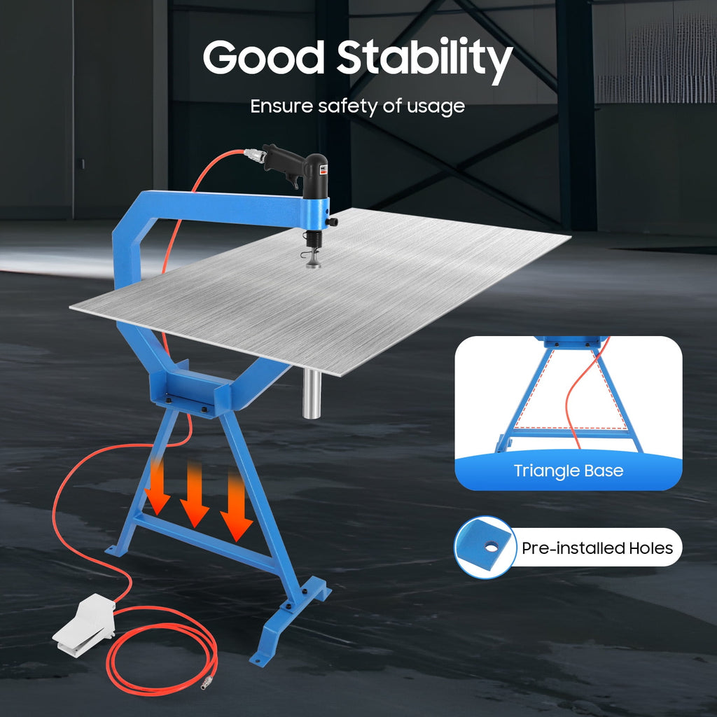 Pneumatic Planishing Hammer with 3 Anvils for Metal Sheet Repair - Air Powered, Heavy Duty for Steel, Aluminum, Brass, &amp; Stainless Steel - Foot Pedal Operated
