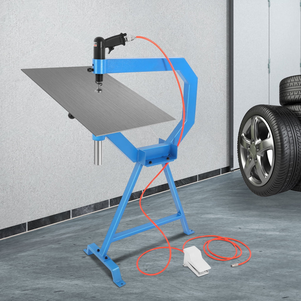 Pneumatic Planishing Hammer with 3 Anvils for Metal Sheet Repair - Air Powered, Heavy Duty for Steel, Aluminum, Brass, &amp; Stainless Steel - Foot Pedal Operated