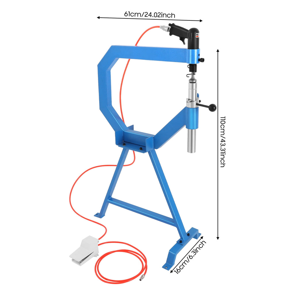 Pneumatic Planishing Hammer with 3 Anvils for Metal Sheet Repair - Air Powered, Heavy Duty for Steel, Aluminum, Brass, &amp; Stainless Steel - Foot Pedal Operated