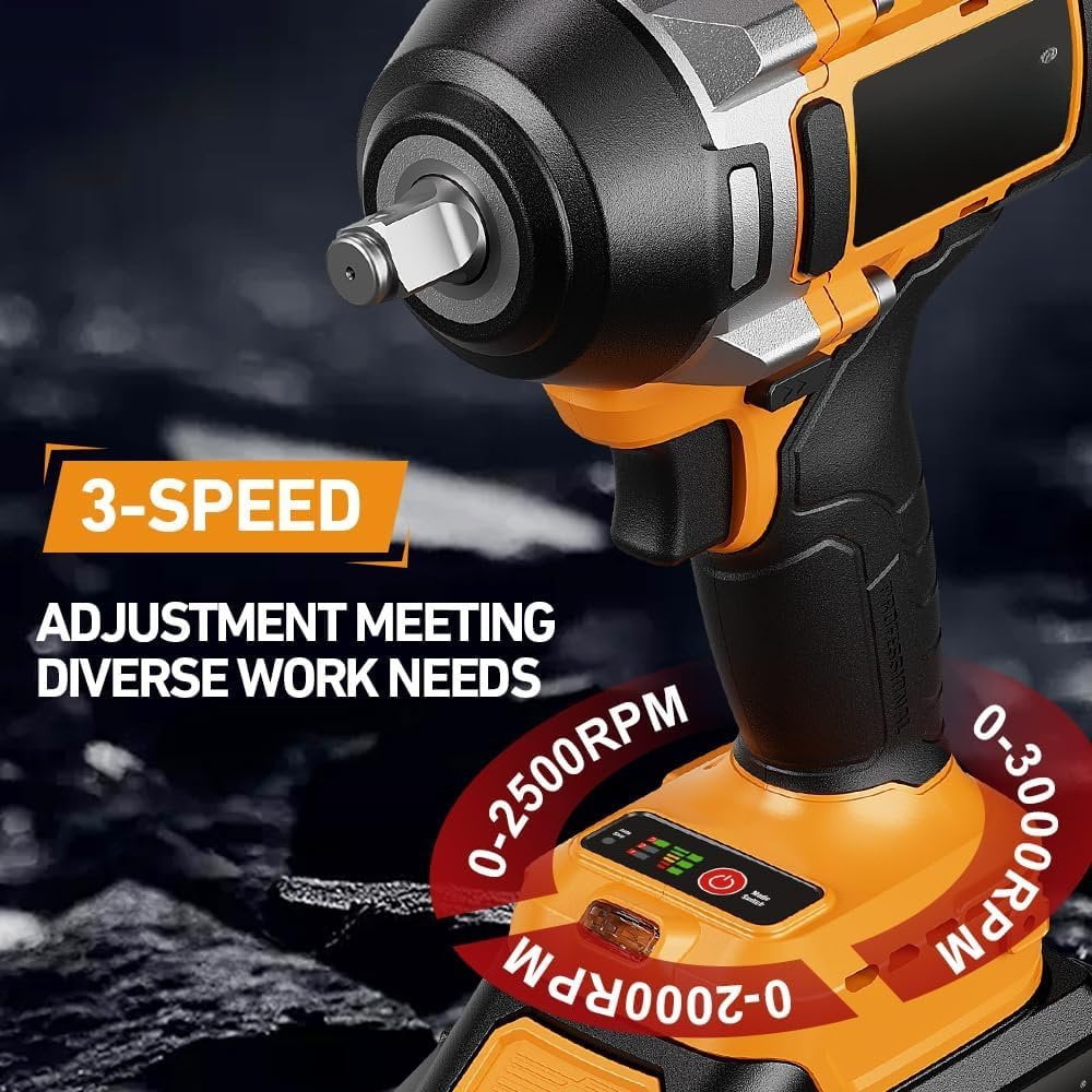 1000N.m Cordless Impact Wrench 1/2 inch,20V 740ft-lbs High Torque Impact  with 2 x 4.0 AH ,Sockets and Case,Brushless Power Impact Driver for Automotive and  Use