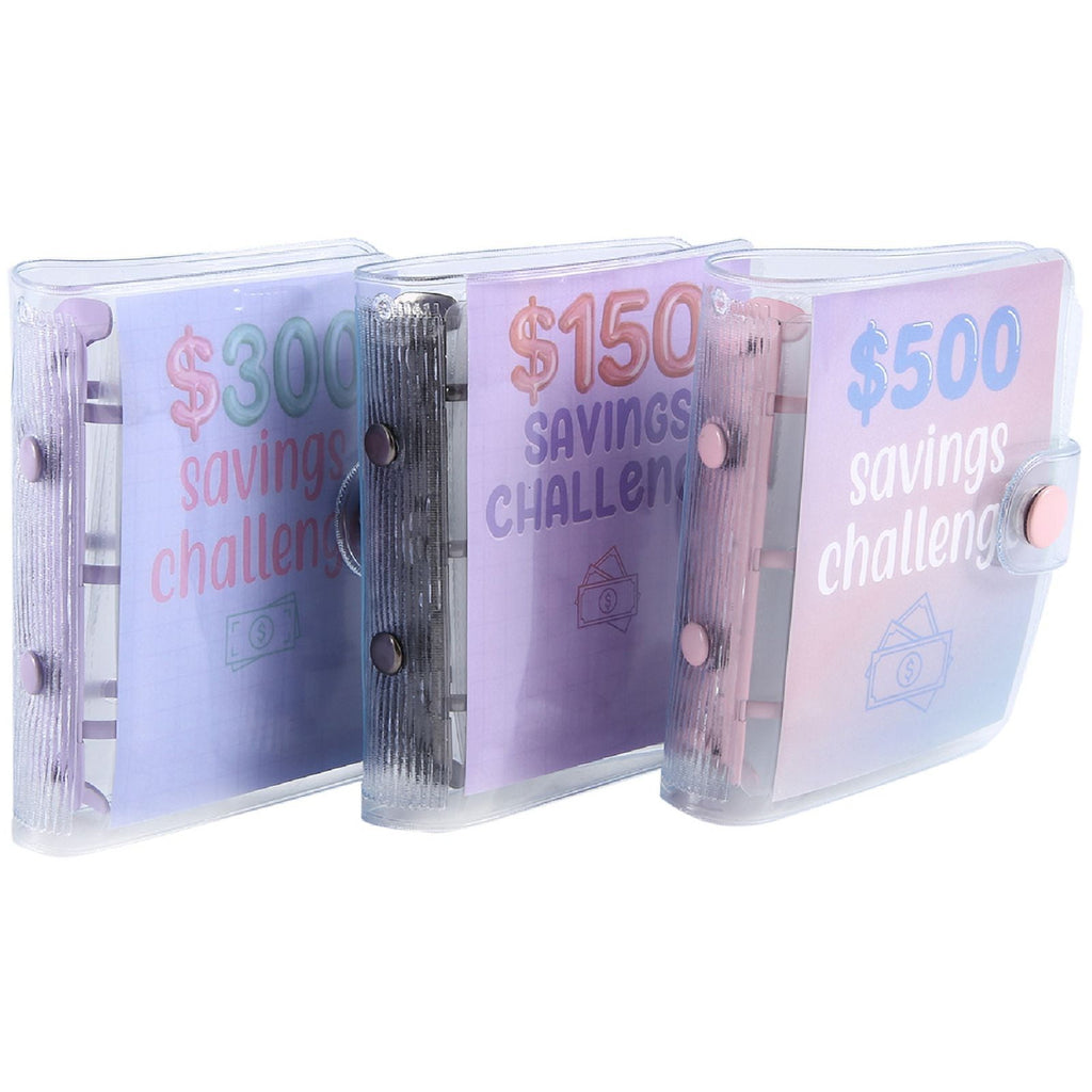 3Pcs Mini Binder Savings Challenge 150/300/500 Saving Money Budgets Cash Envelope Wallet Budget Notebook