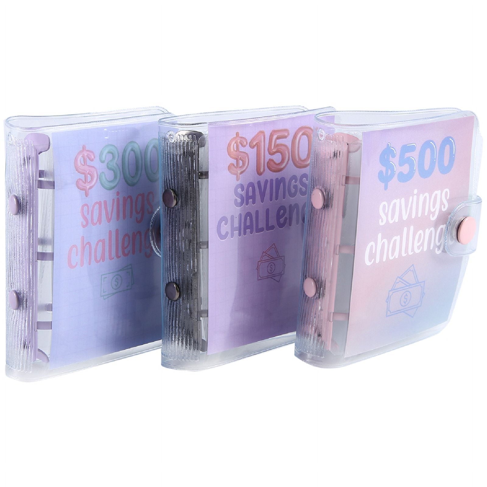 3Pcs Mini Binder Savings Challenge 150/300/500 Saving Money Budgets Cash Envelope Wallet Budget Notebook