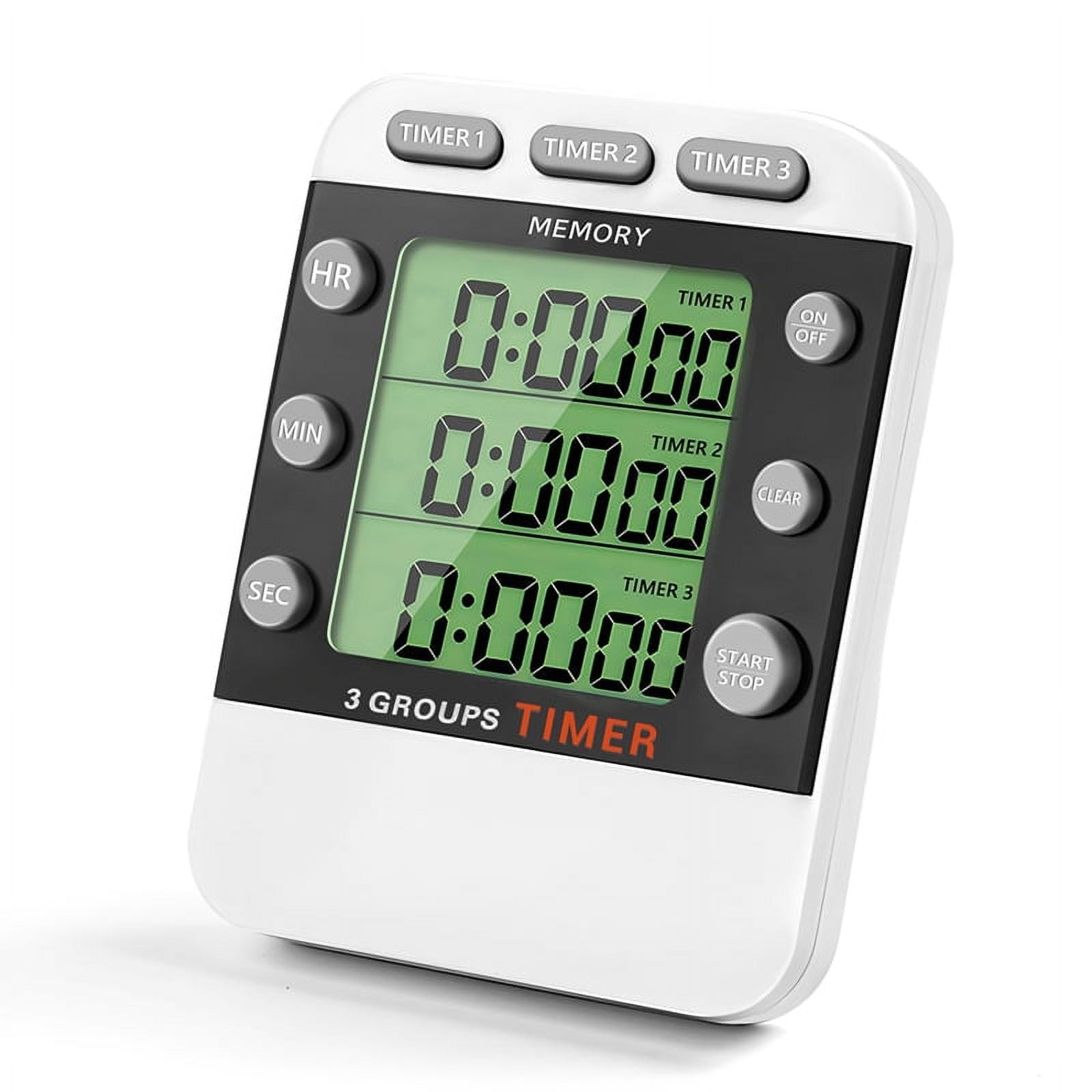 Digital Dual Kitchen Timer, 3 Channels Count UP/Down Timer, Triple Cooking Timer, Large Display, Loud Volume Alarm