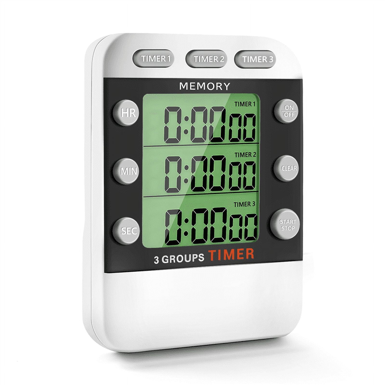 Digital Dual Kitchen Timer, 3 Channels Count UP/Down Timer, Triple Cooking Timer, Large Display, Loud Volume Alarm