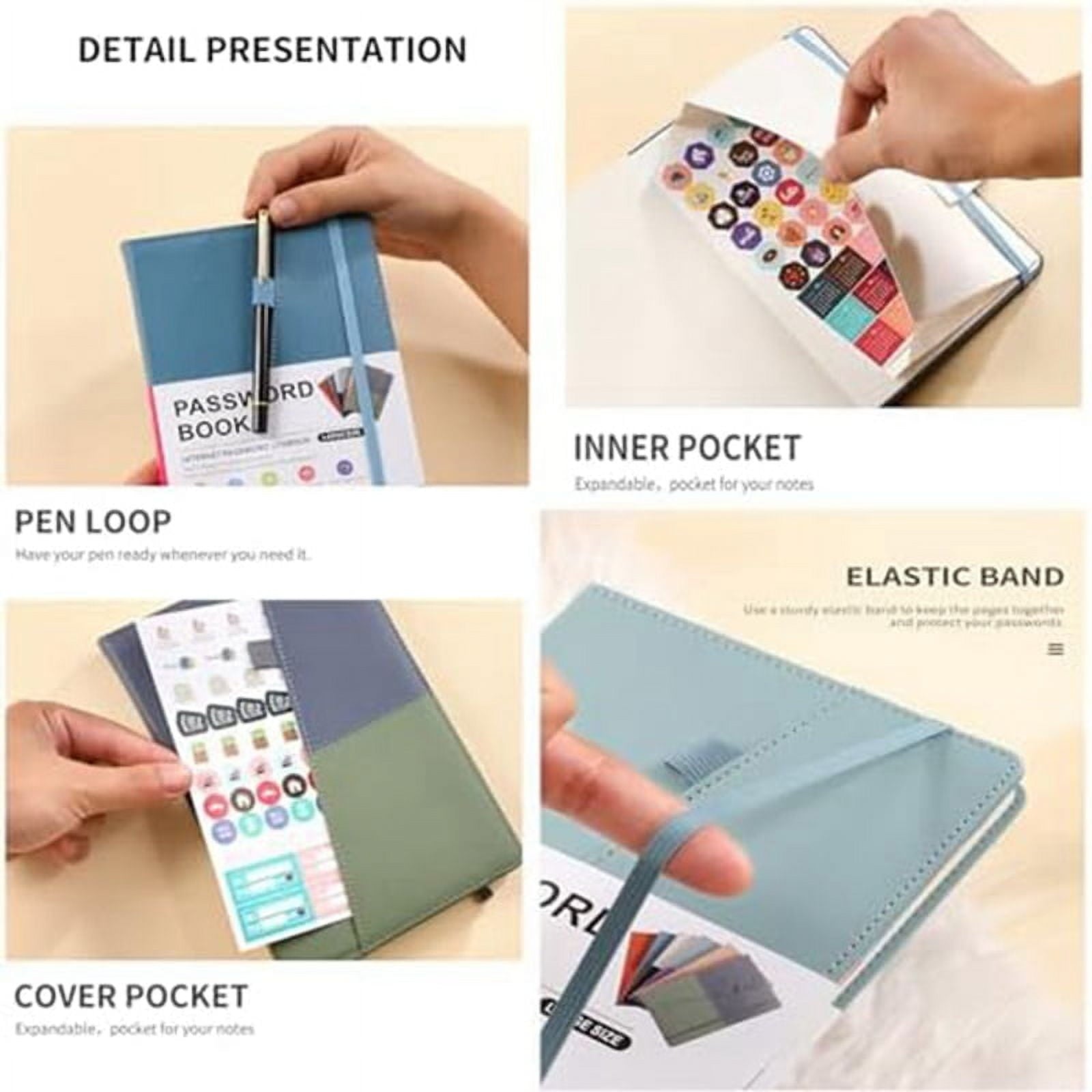 Password Keeper Book with Colorful Alphabetical Tabs and Two Bookmarks, for Seniors 8.4X5.9Inch, Internet Address D