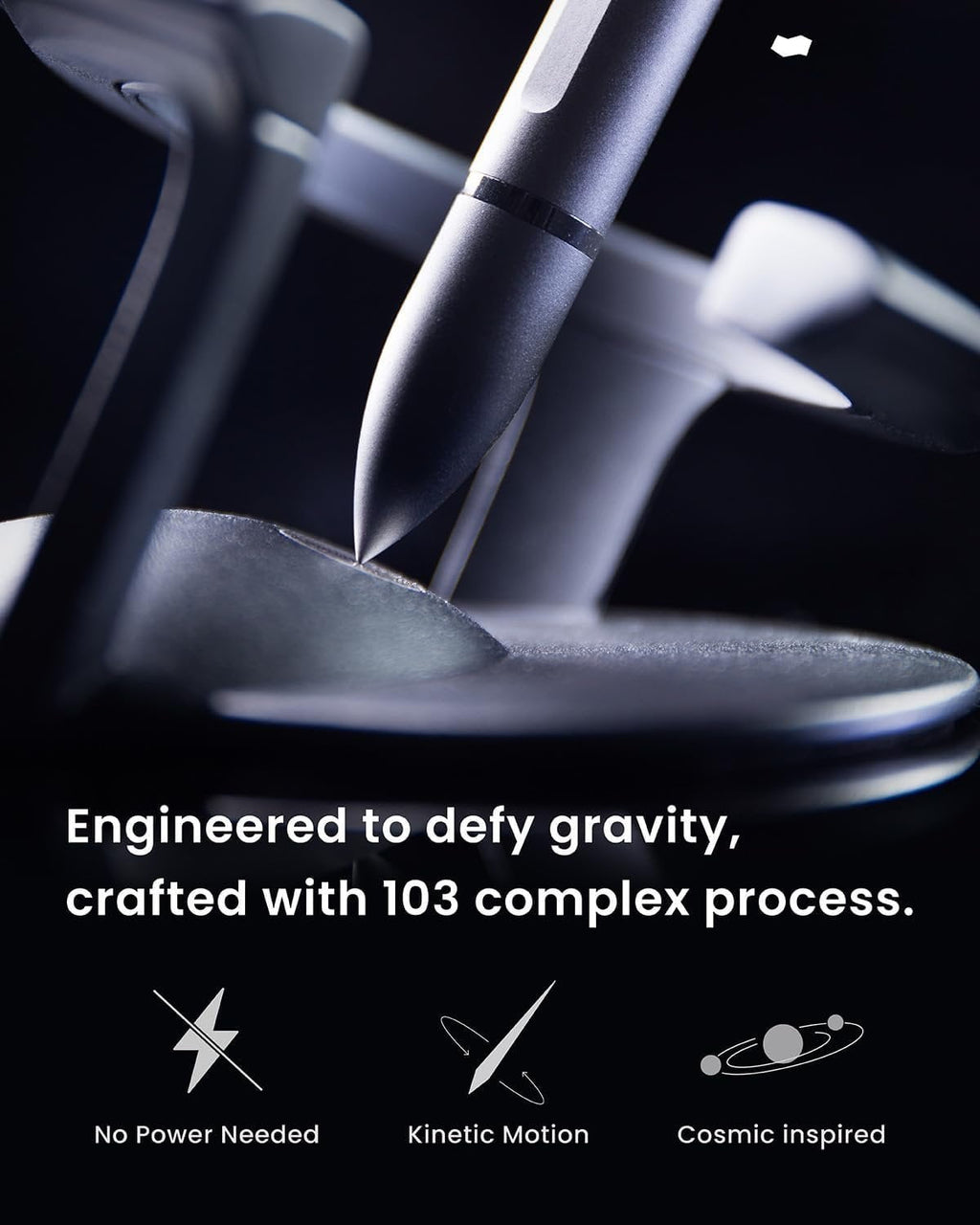 Hoverpen Interstellar - Space Black, Ballpoint Pen,  Conversational Starter,  Futuristic Design, Precision  Ink, Schmidt Ballpoint Cartridges