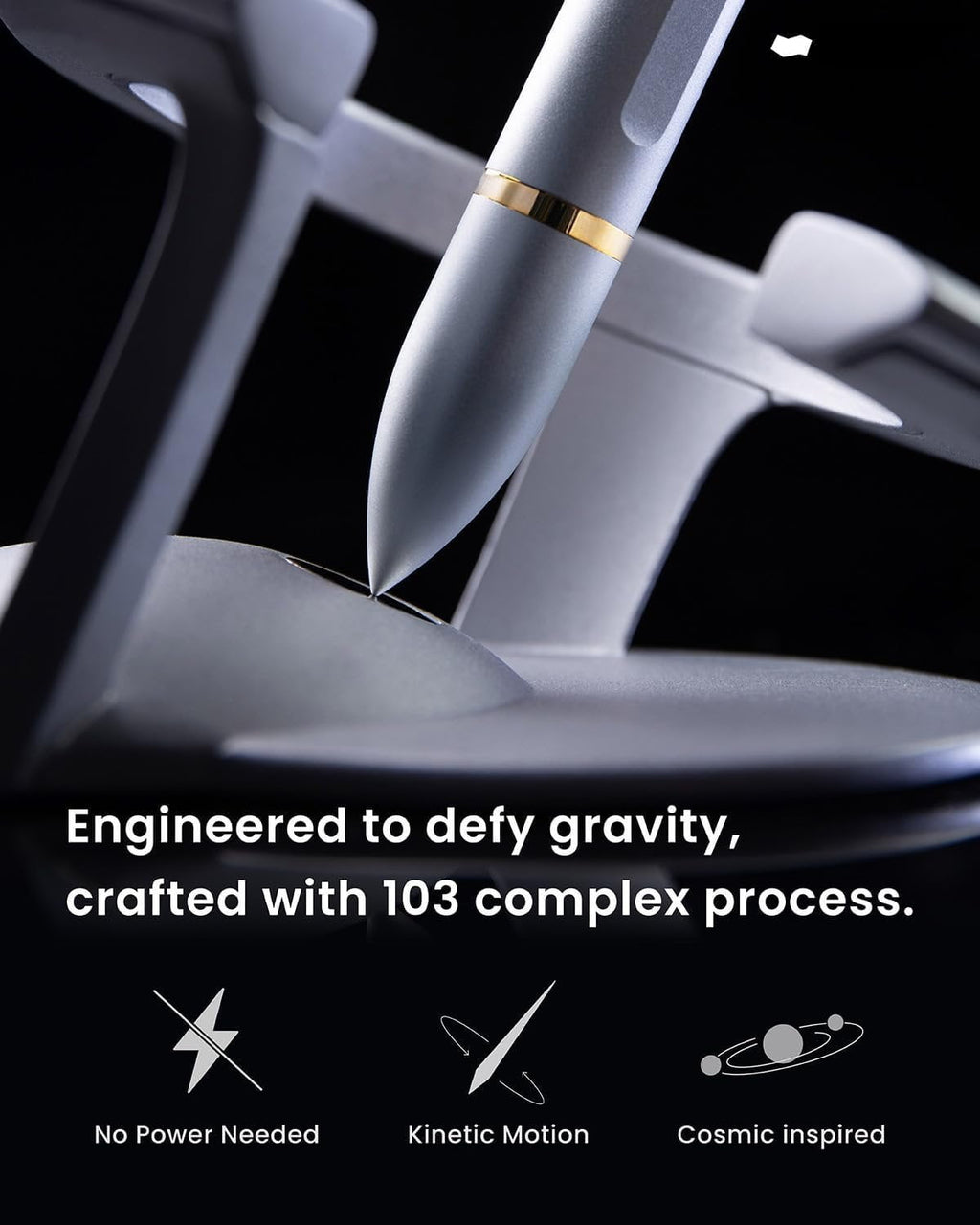 Hoverpen Interstellar - Space Black, Ballpoint Pen,  Conversational Starter,  Futuristic Design, Precision  Ink, Schmidt Ballpoint Cartridges