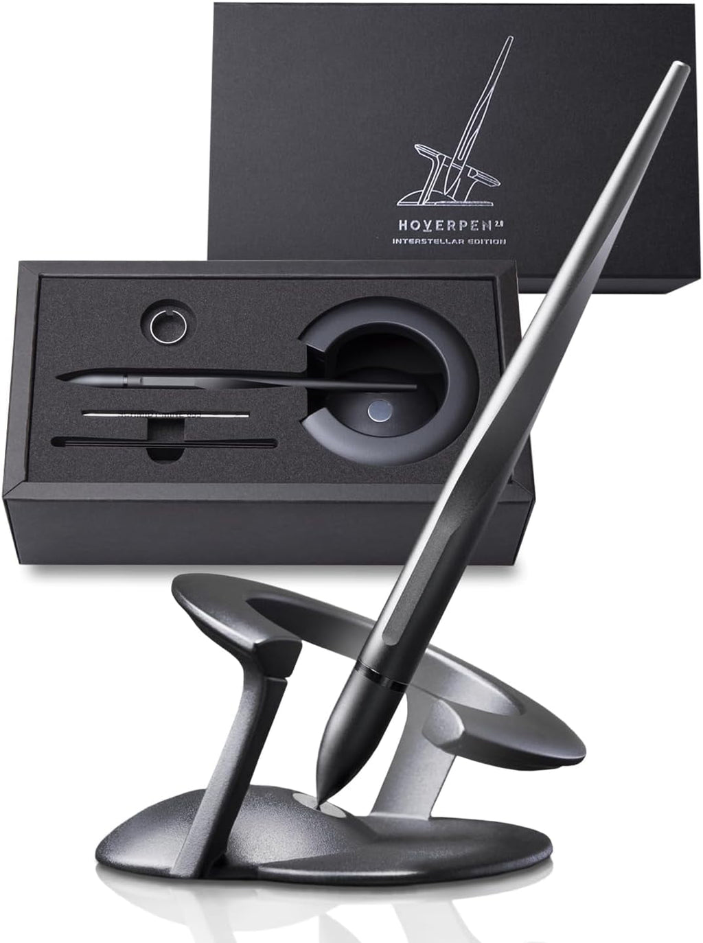 Hoverpen Interstellar - Space Black, Ballpoint Pen,  Conversational Starter,  Futuristic Design, Precision  Ink, Schmidt Ballpoint Cartridges